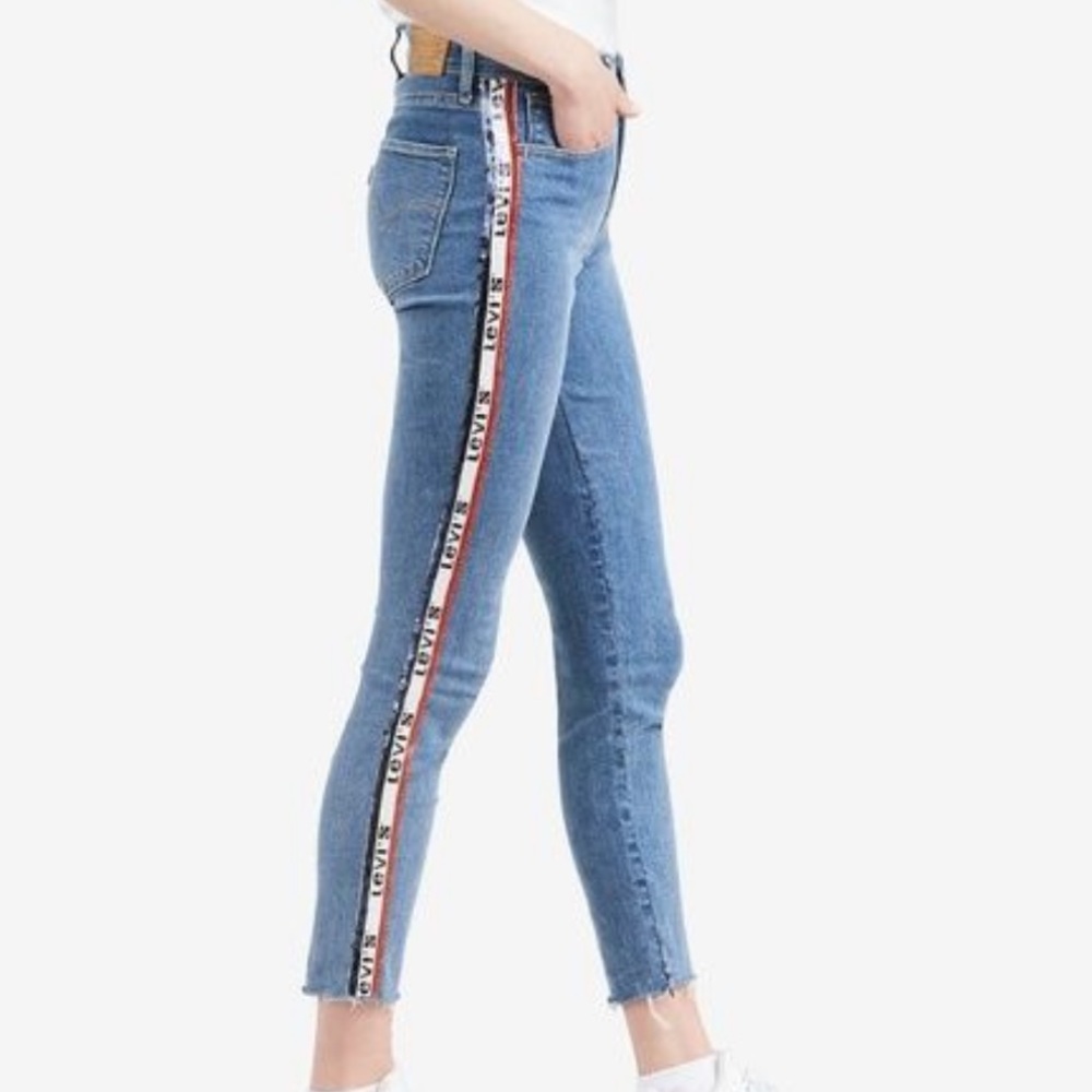 Levi's Limited 721 Side-Tape Logo High-Rise Skinny Jeans - Picture 1 of 7